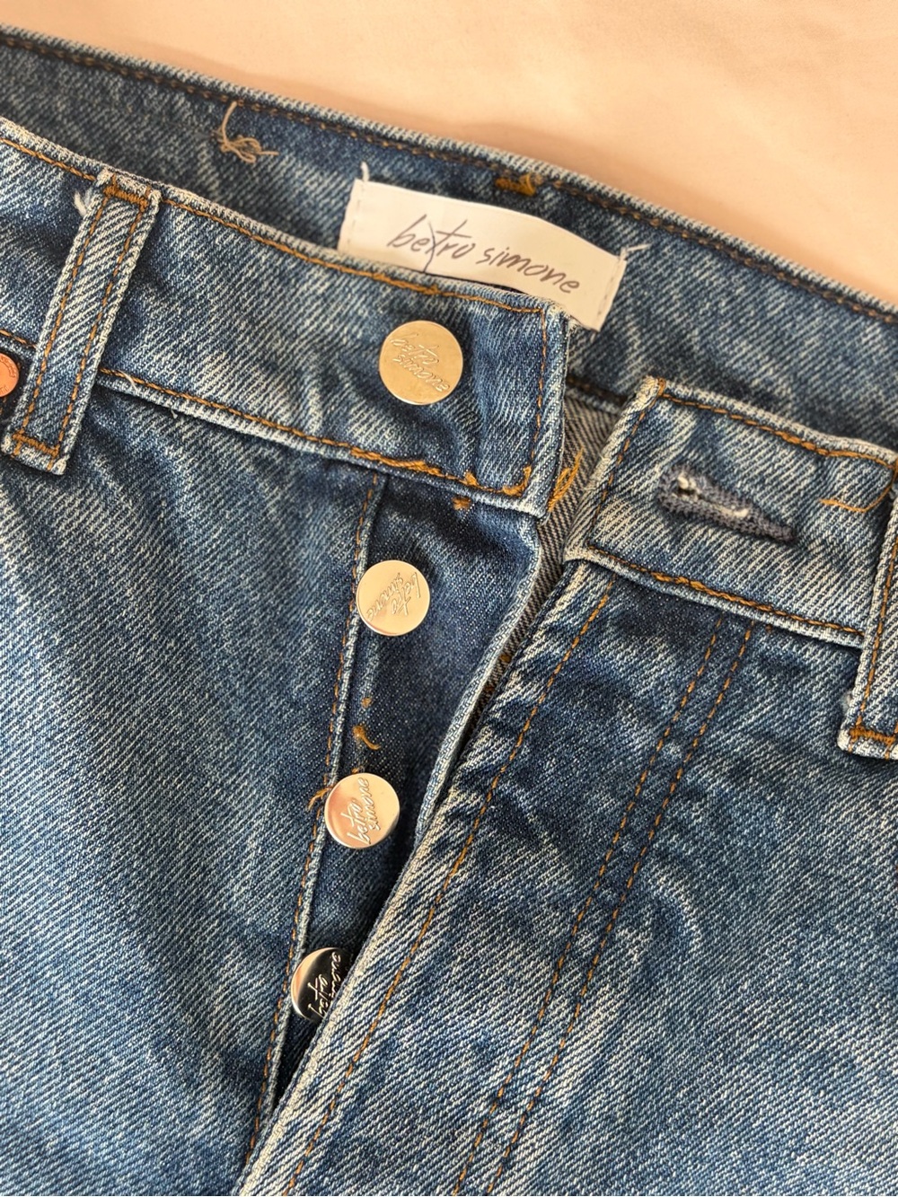 Botto Simone Blue High-Rise Wide-Leg Jeans with Button Fly